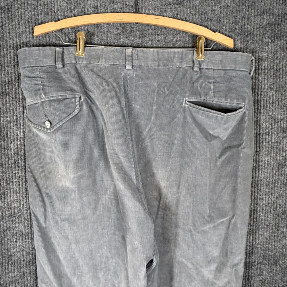 Vintage Lands' End USA Made Corduroy Pleated Pants Men's 36x29 Gray Cotton